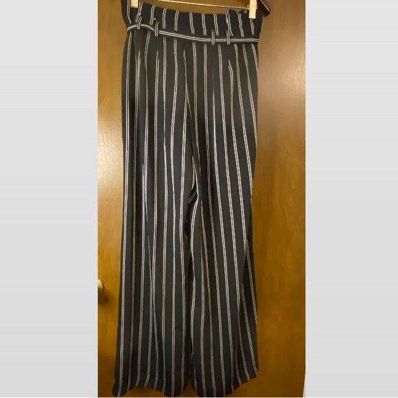 High Waisted Striped Belted Wide Leg Pant size 6 Express Bootcut trousers - Picture 3 of 6